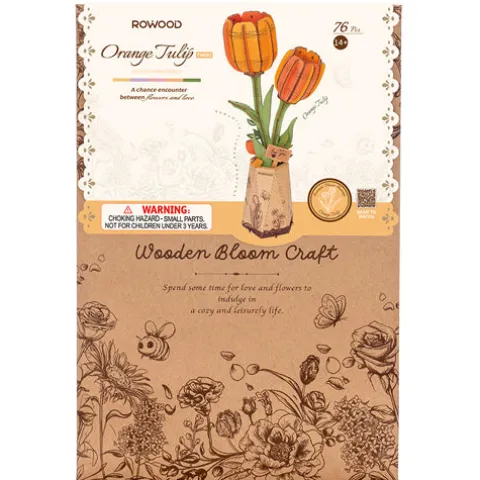 Wooden Orange Tulip Model