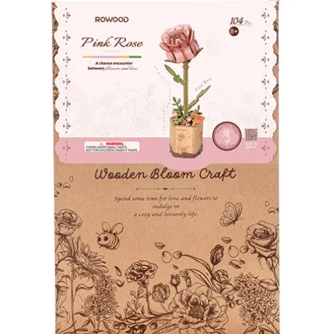 Wooden Pink Rose Model